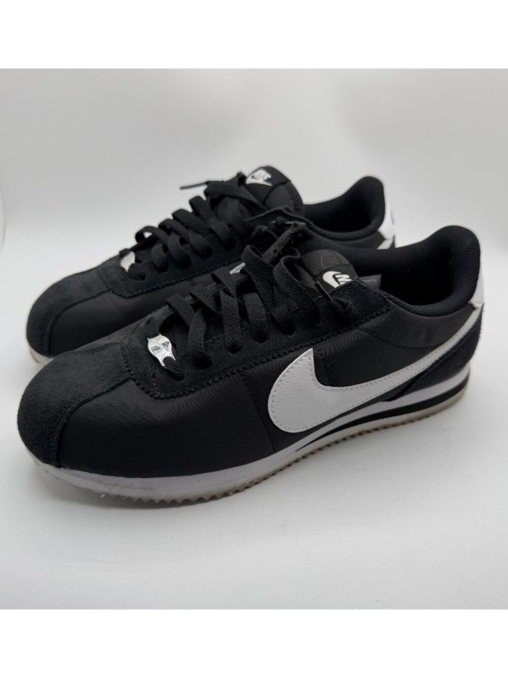 Nike Cortez TXT Sneaker Men Size 9.5 Black/White Nylon Lace-up Low Top Athletic